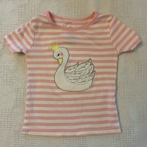 3T girls pink striped swan pajama top